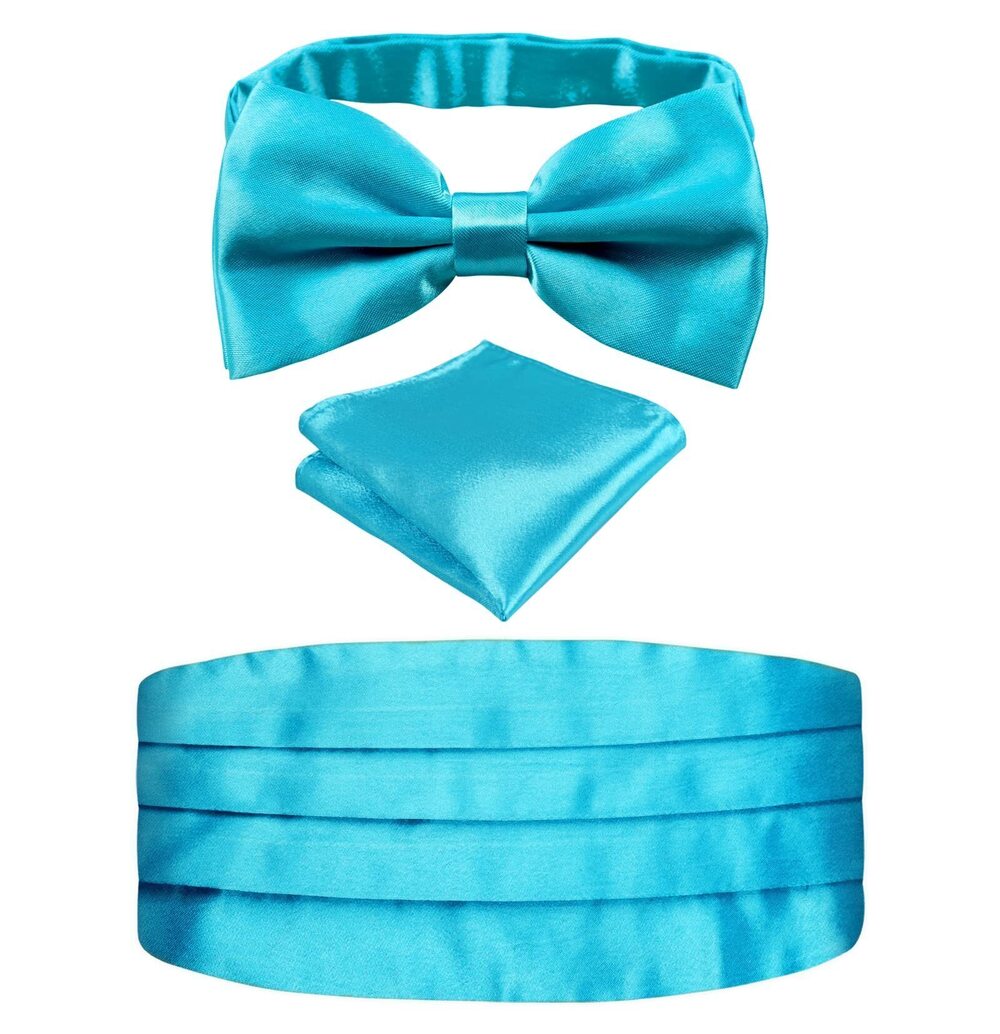 7092 Prom Bow Tie, Handkerchief and Cummerbund Set Solid Turquoise